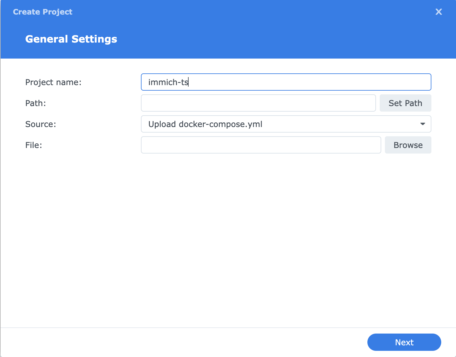 Select a name for the project